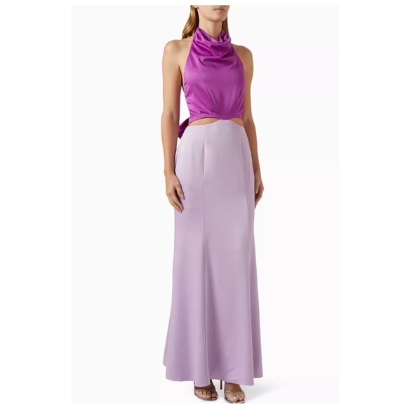 Elliatt | Halter Neck Back Bow Avril Maxi Dress Gown Lilac & Orchid | S - Picture 4 of 15
